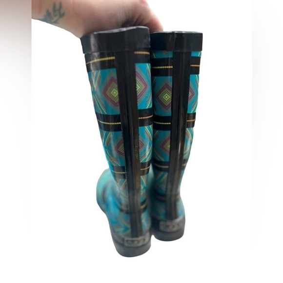 Sugar Aztec print multicolor high rain boots - Picture 4 of 5